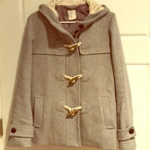 GAP gray hooded, toggle closure peacoat